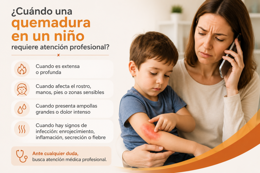 ¿Cuándo una quemadura en un niño requiere atención profesional?​