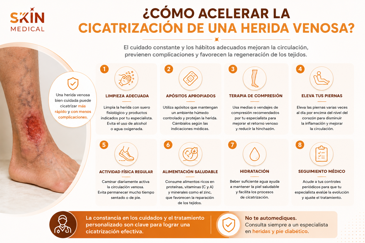 ¿Cómo acelerar la cicatrización de una herida venosa?​