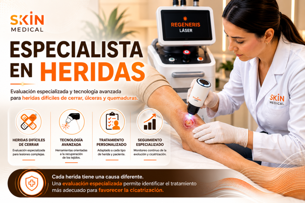 especialista en heridas realizando evaluación con tecnología avanzada