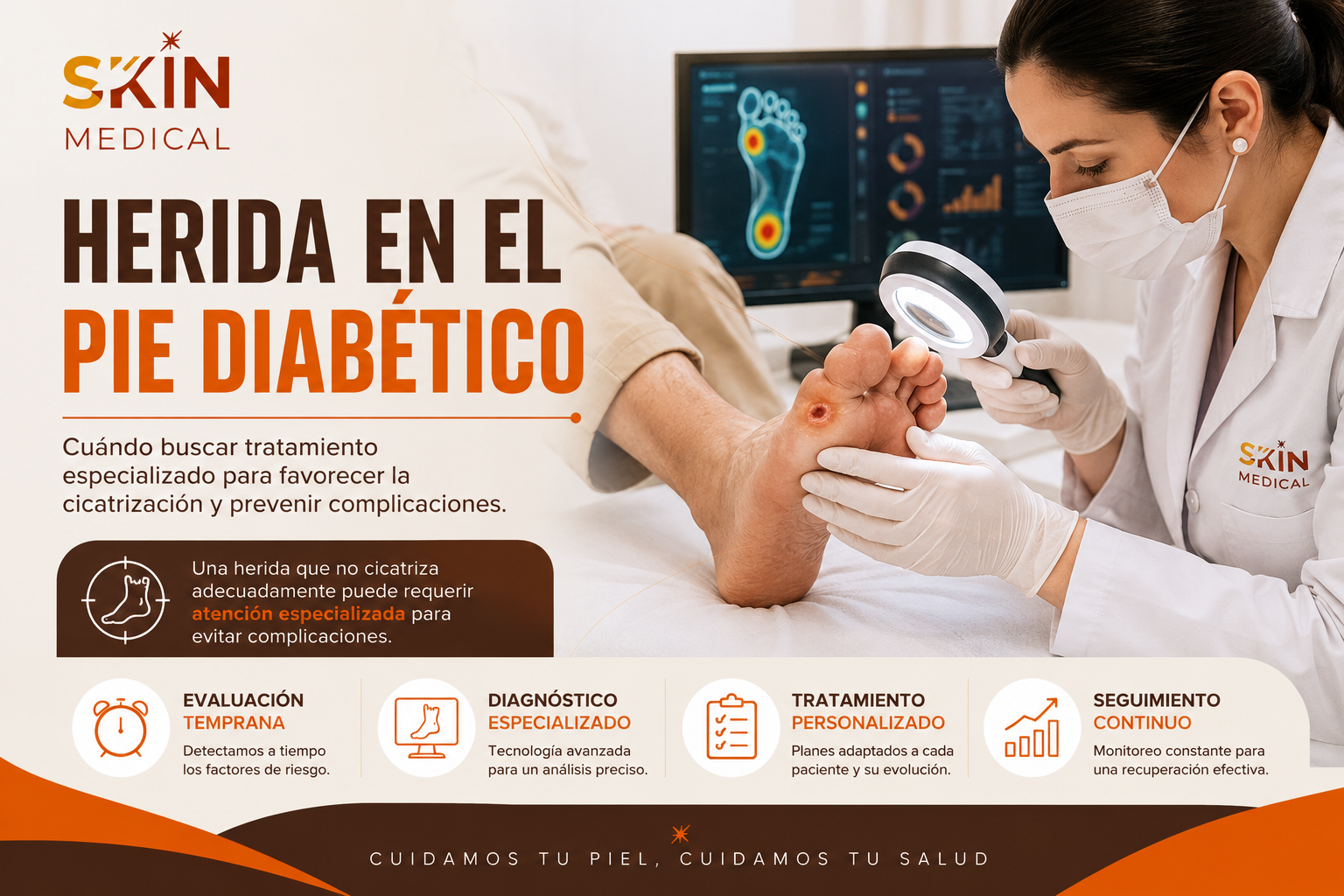 evaluación especializada de herida en el pie diabético