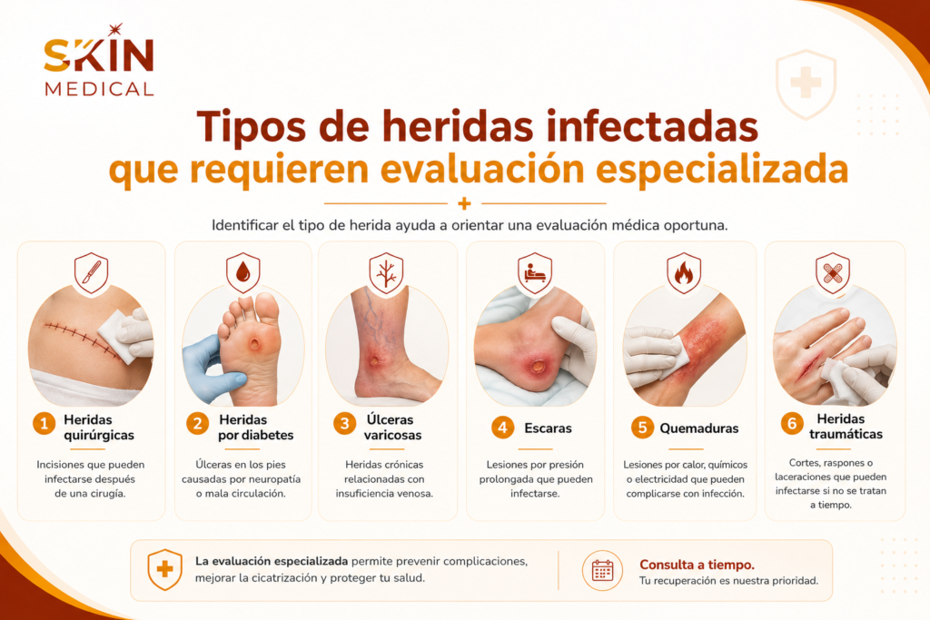 Tipos de heridas infectadas que requieren evaluación especializada​
