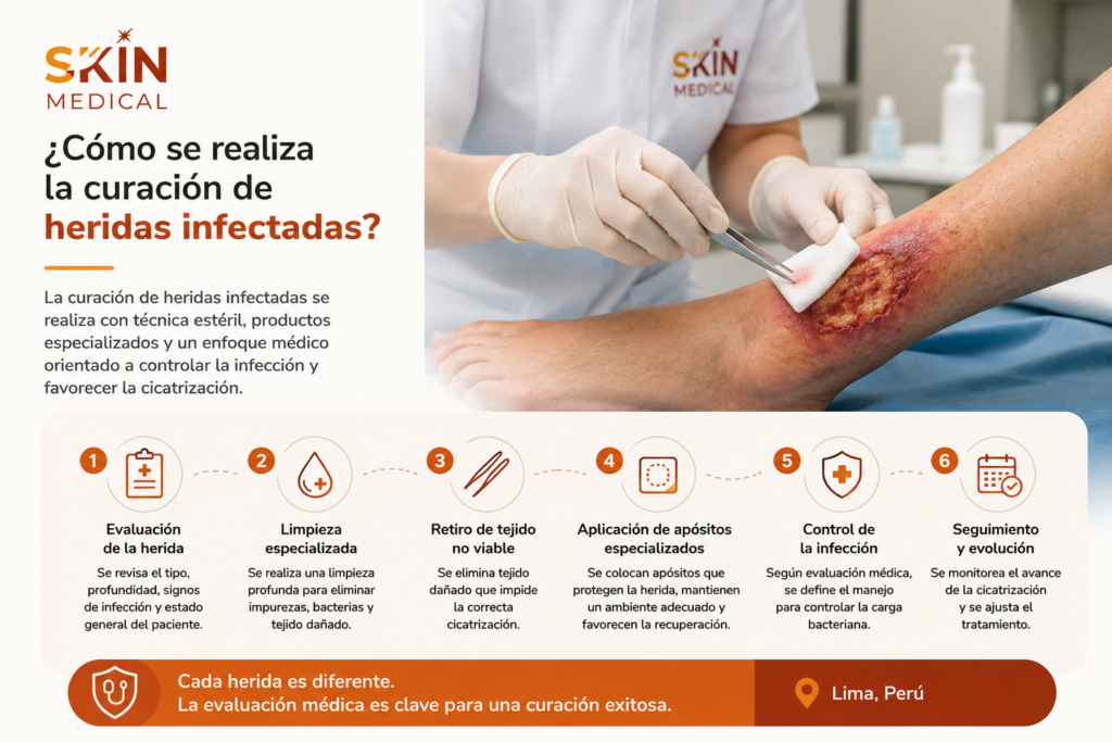 ¿Cómo se realiza la curación de heridas infectadas?