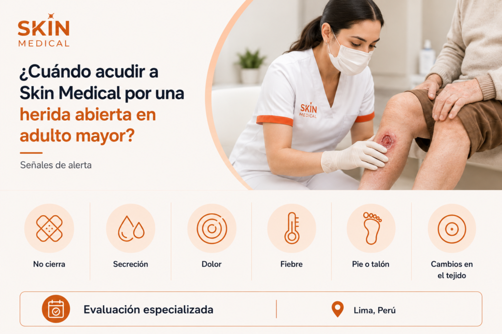 ¿Cuándo acudir a Skin Medical por una herida abierta en adulto mayor?