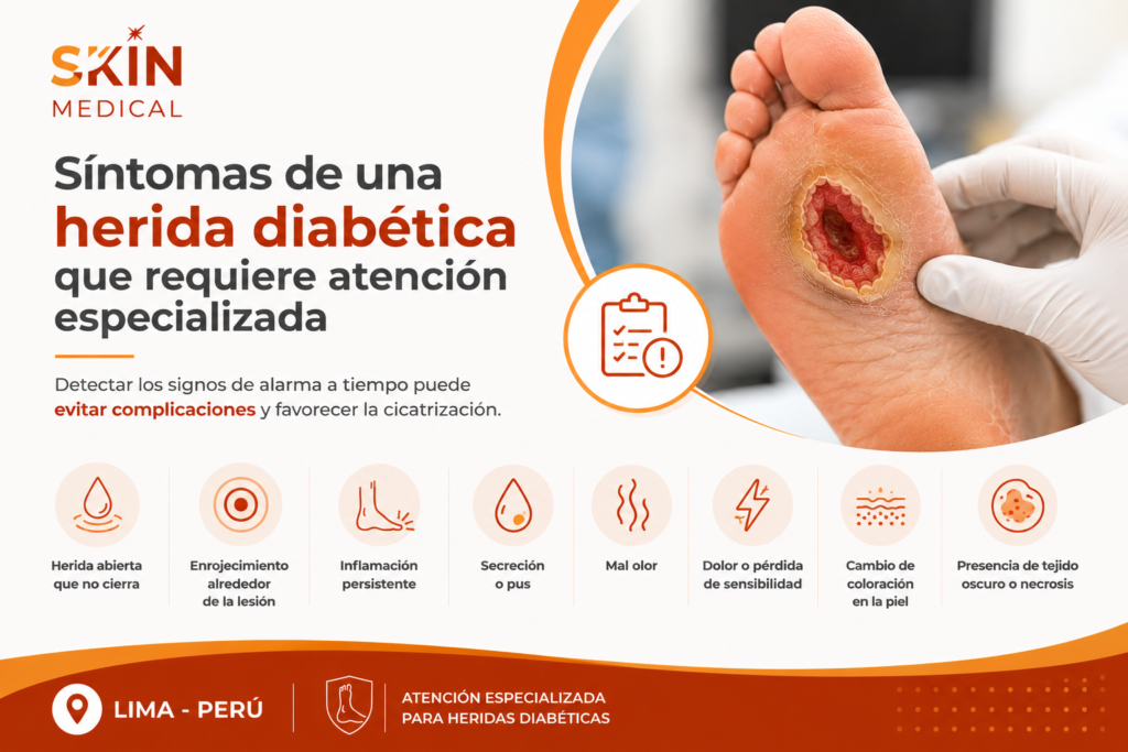 Síntomas de una herida diabética que requiere atención especializada​