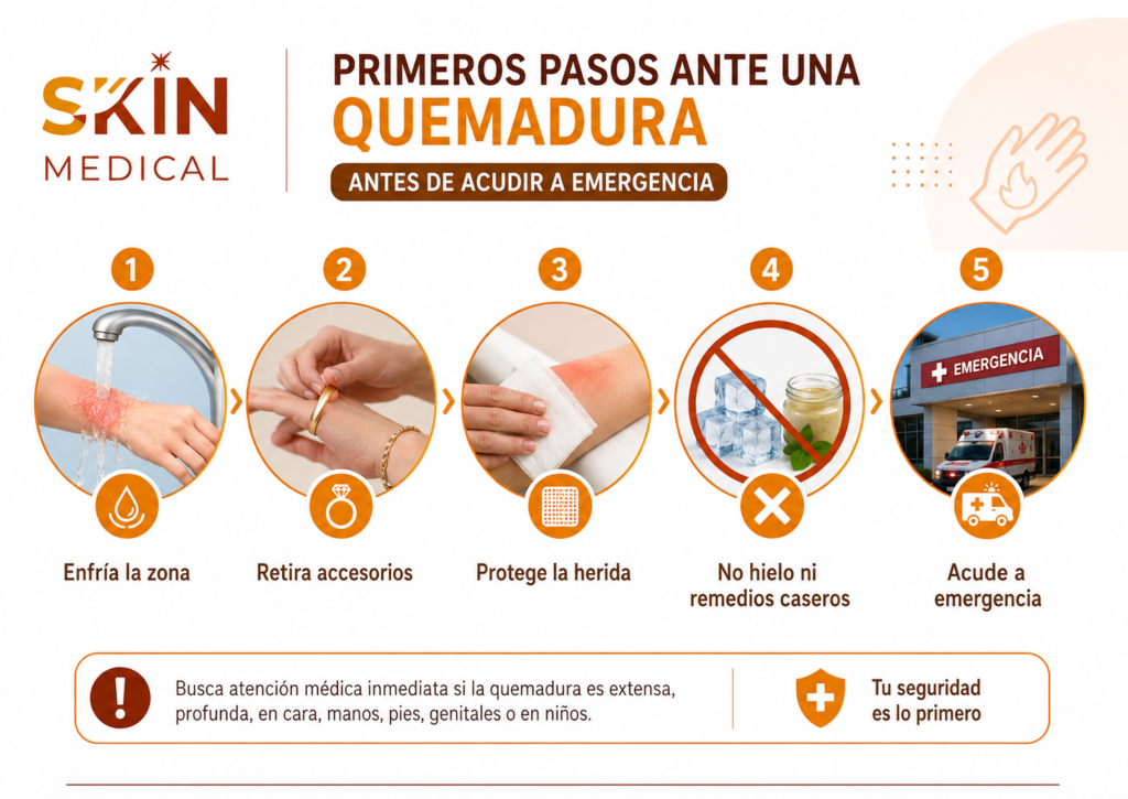 Primeros pasos ante una quemadura antes de acudir a emergencia