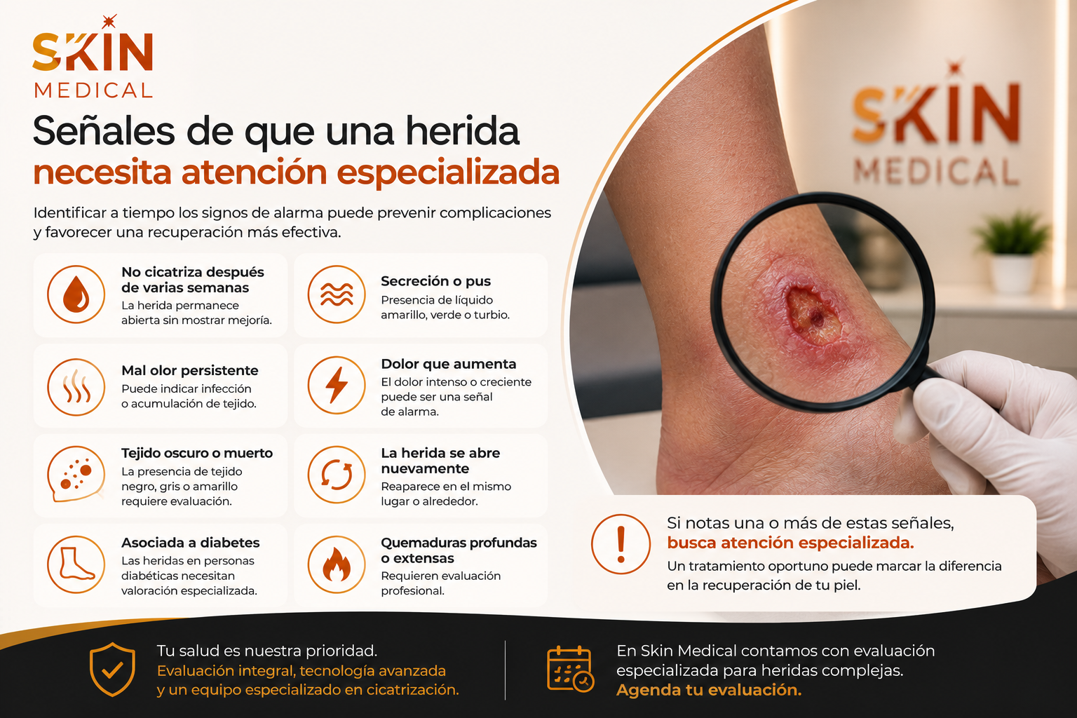 Señales de que una herida necesita atención especializada