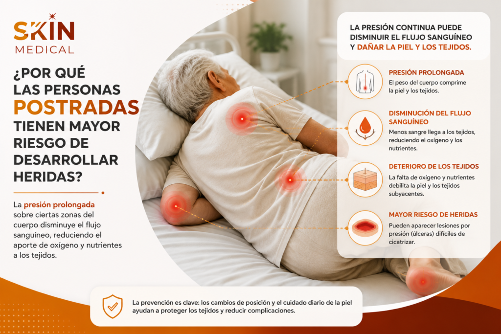 ¿Por qué las personas postradas tienen mayor riesgo de desarrollar heridas?