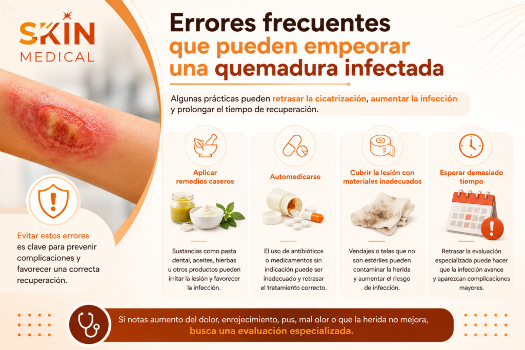 Errores frecuentes que pueden empeorar una quemadura infectada