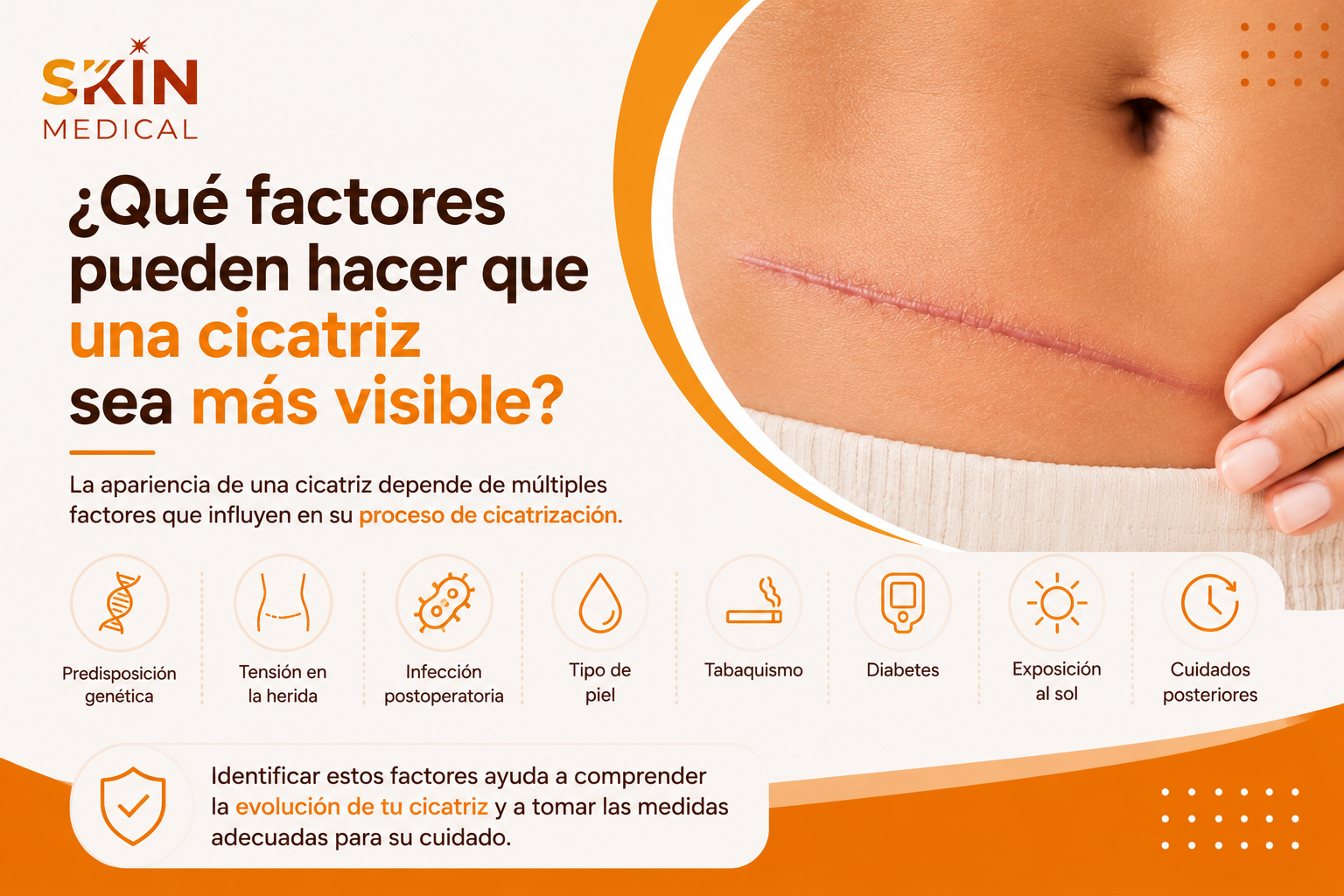 ¿Qué factores pueden hacer que una cicatriz sea más visible?