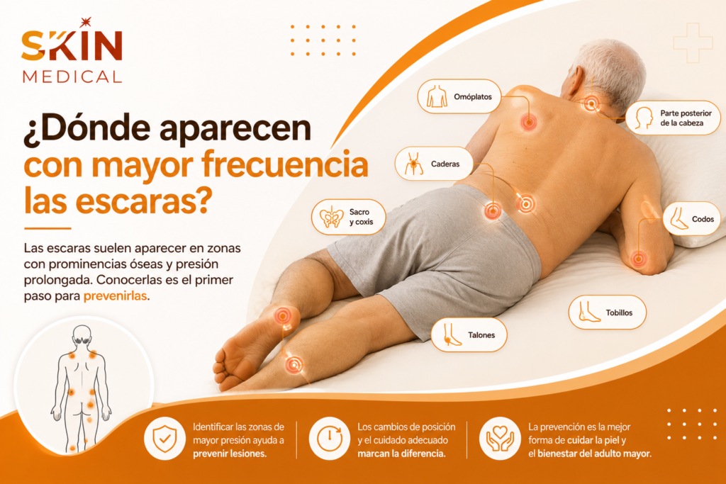 ¿Dónde aparecen con mayor frecuencia las escaras?