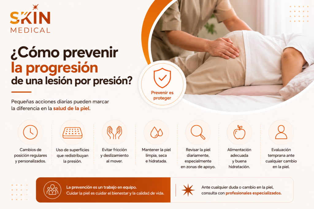 ¿Cómo prevenir la progresión de una lesión por presión?