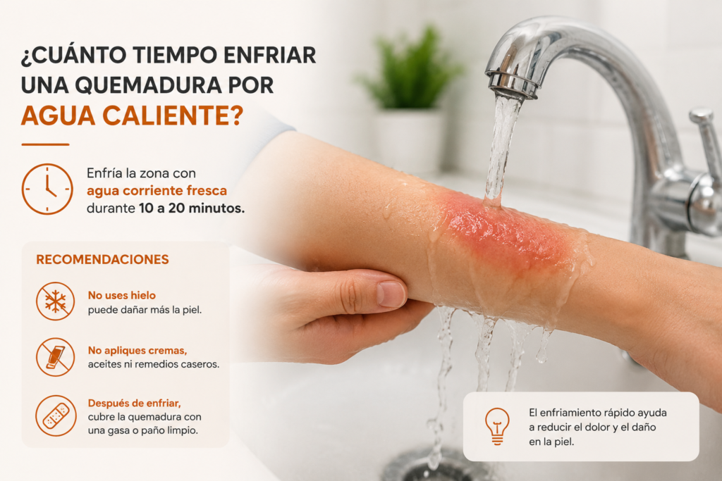 ¿Cuánto tiempo enfriar una quemadura por agua caliente?