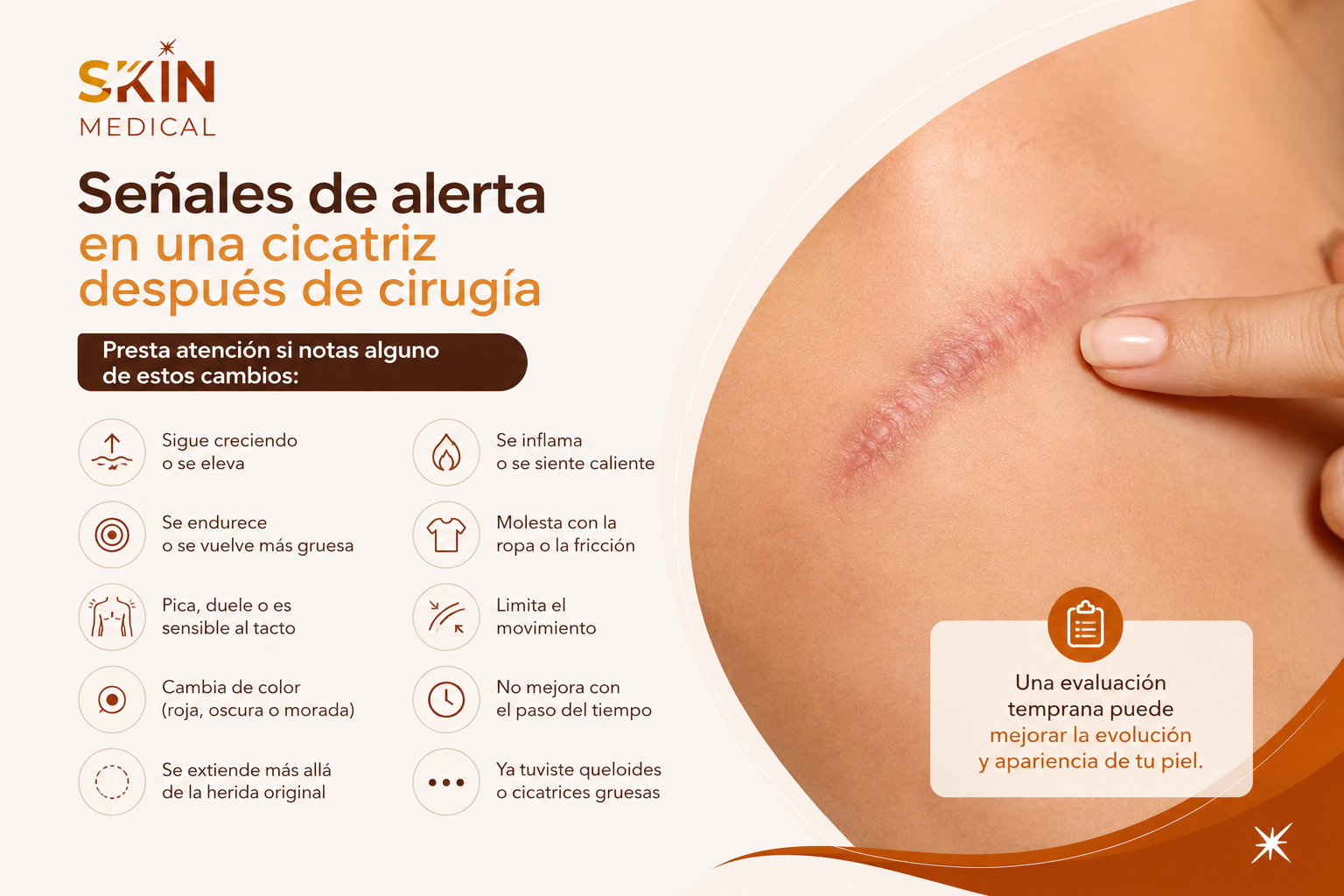 Señales de alerta en una cicatriz después de cirugía