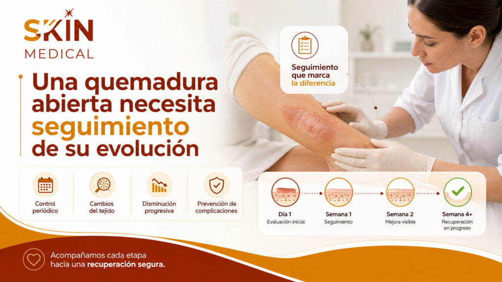 Una quemadura abierta necesita seguimiento de su evolución