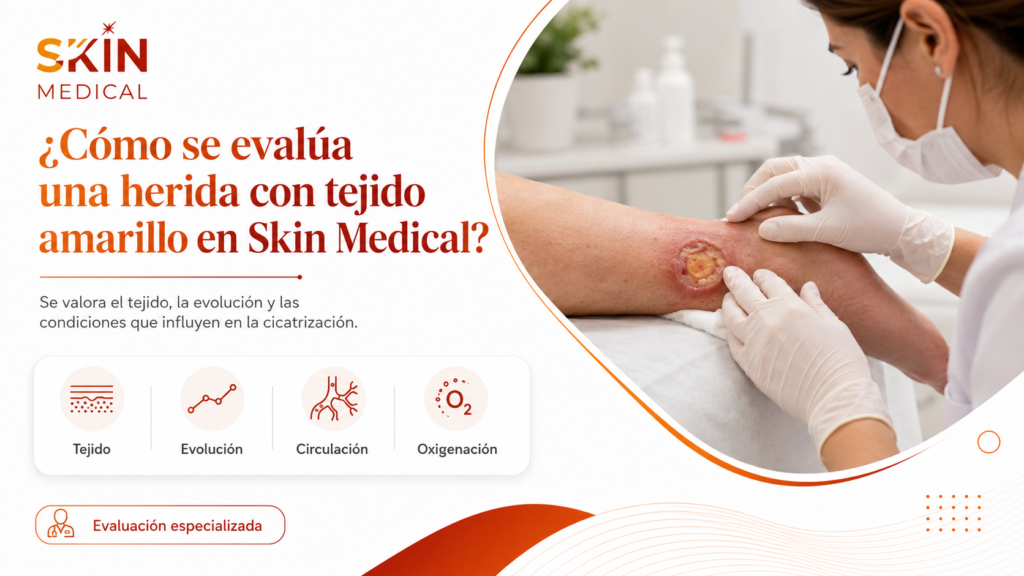 ¿Cómo se evalúa una herida con tejido amarillo en Skin Medical?