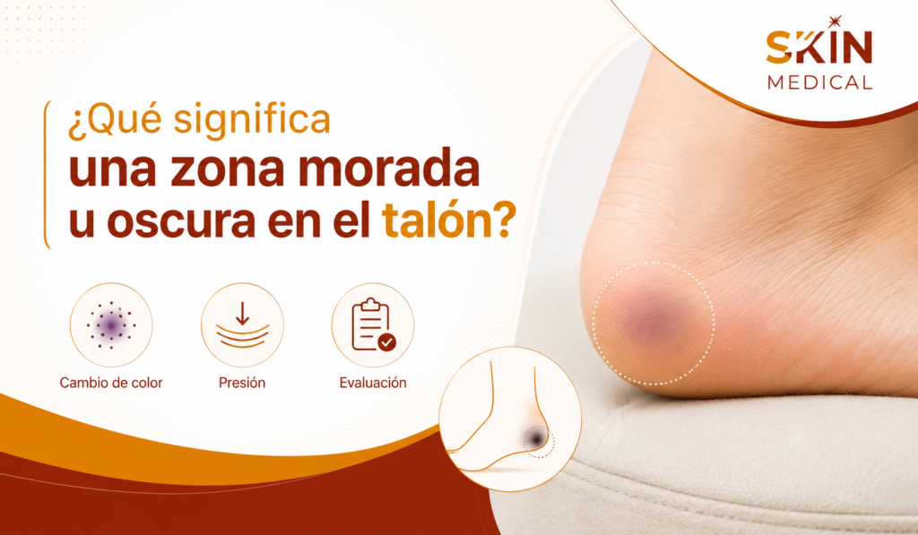 ¿Qué significa una zona morada u oscura en el talón?