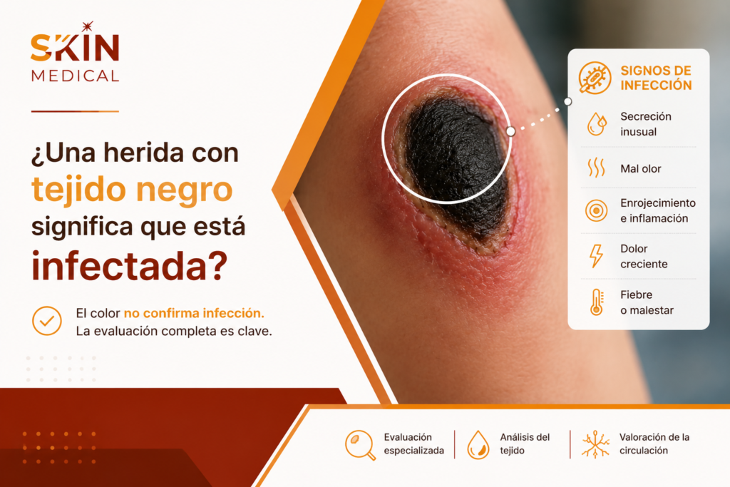 ¿Una herida con tejido negro significa que está infectada?