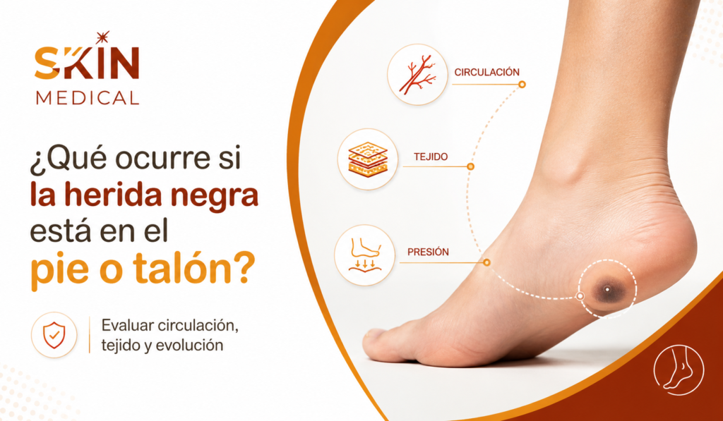 ¿Qué ocurre si la herida negra está en el pie o talón?