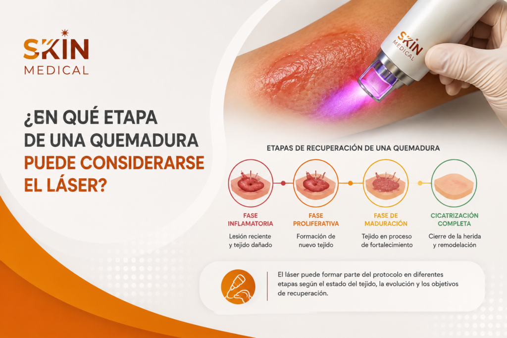 ¿En qué etapa de una quemadura puede considerarse el láser?​