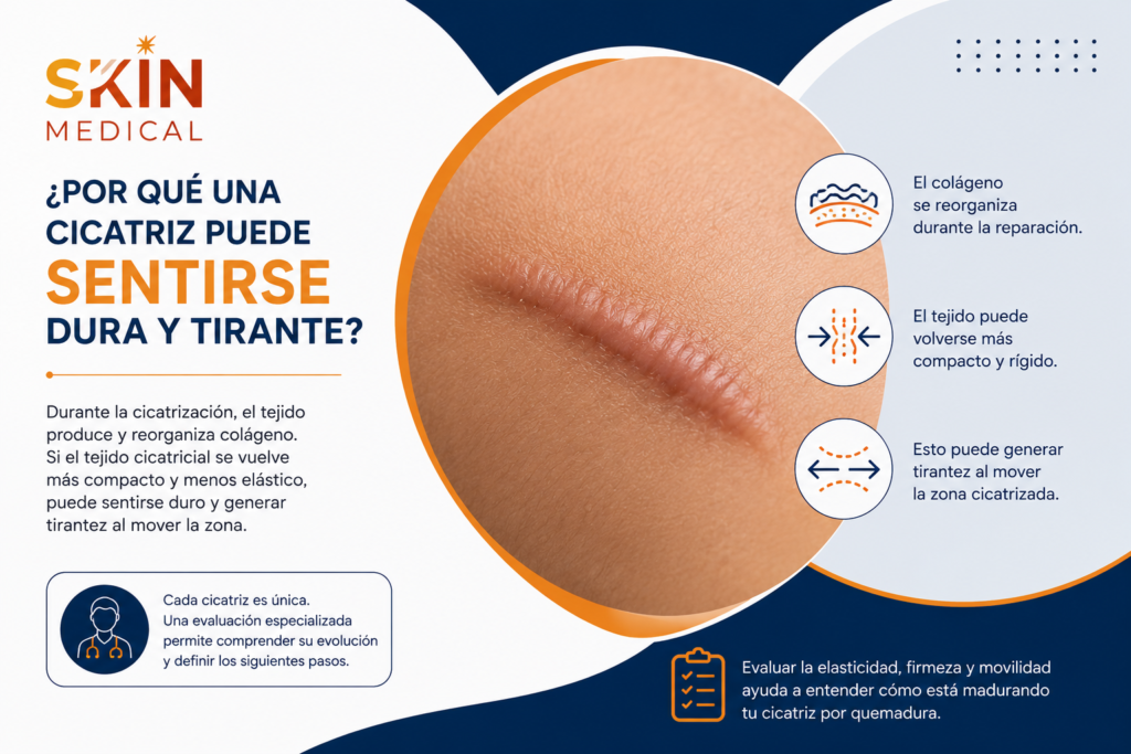 ¿Por qué una cicatriz puede sentirse dura y tirante?