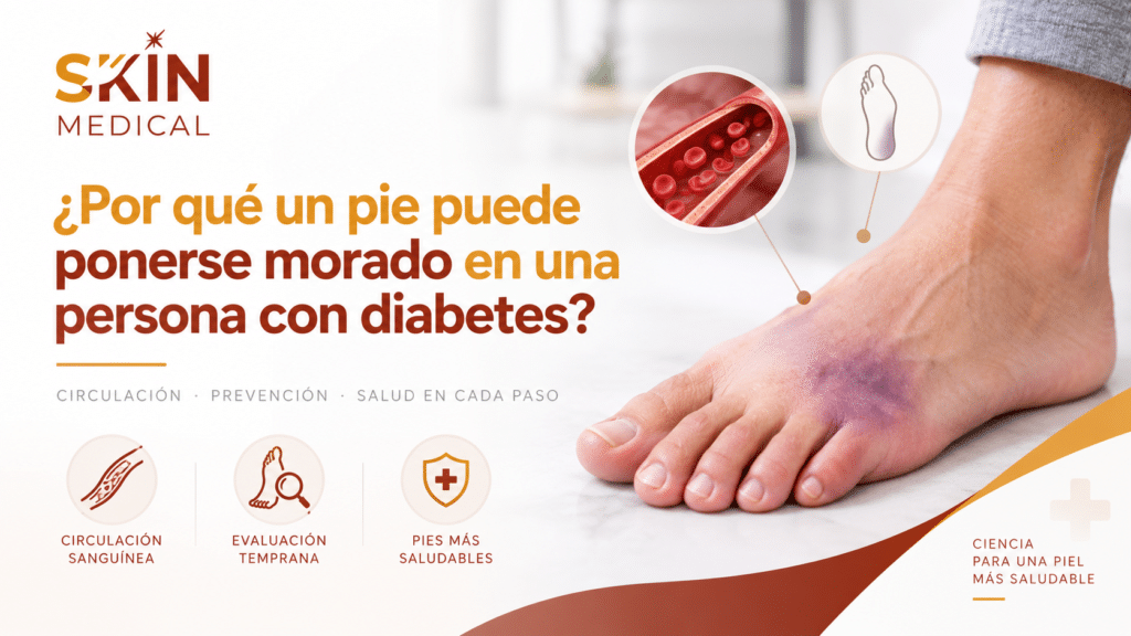 ¿Por qué un pie puede ponerse morado en una persona con diabetes?