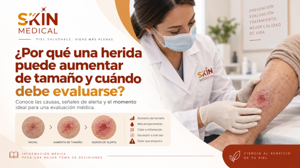 ¿Cómo se evalúa una herida que aumenta de tamaño en Skin Medical?