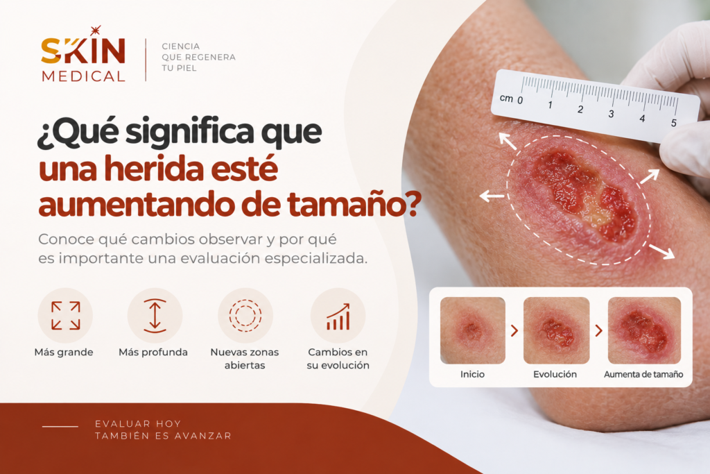 ¿Qué significa que una herida esté aumentando de tamaño?