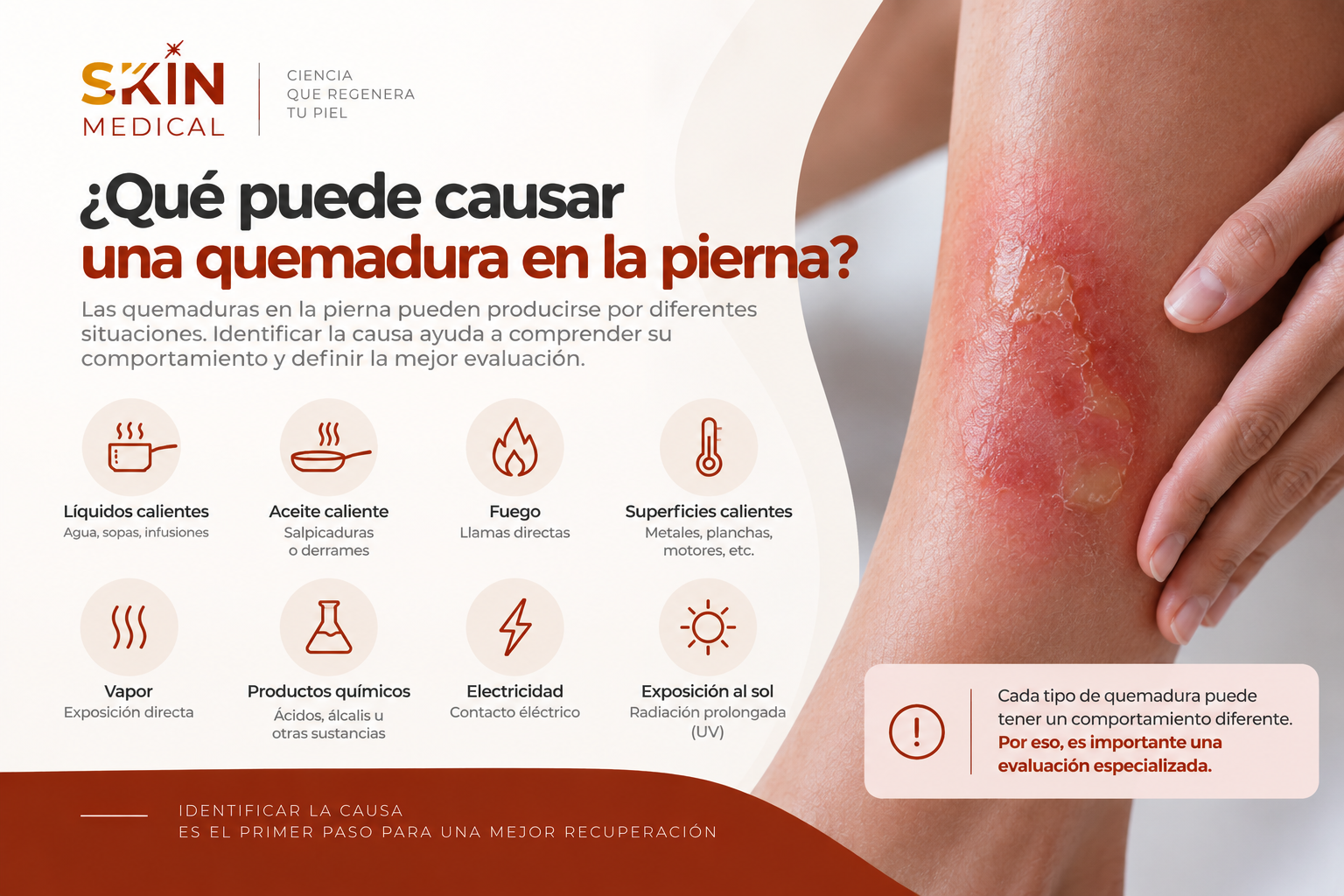 ¿Qué puede causar una quemadura en la pierna?