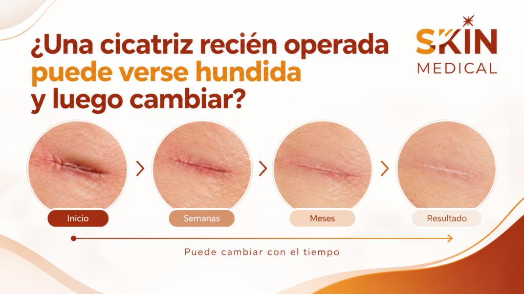 ¿Una cicatriz recién operada puede verse hundida y luego cambiar?