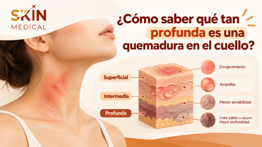 ¿Cómo saber qué tan profunda es una quemadura en el cuello?