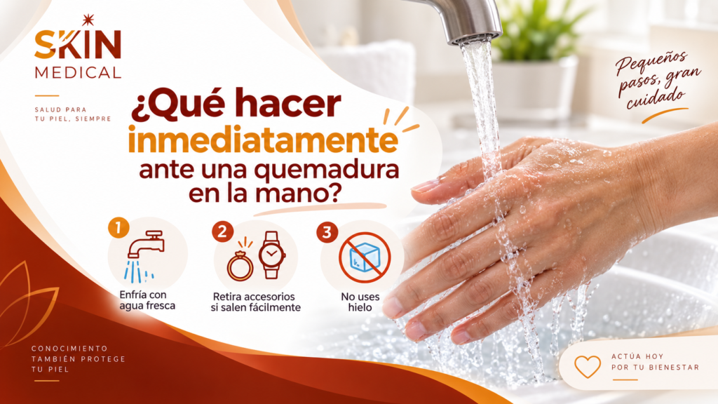¿Qué hacer inmediatamente ante una quemadura en la mano?