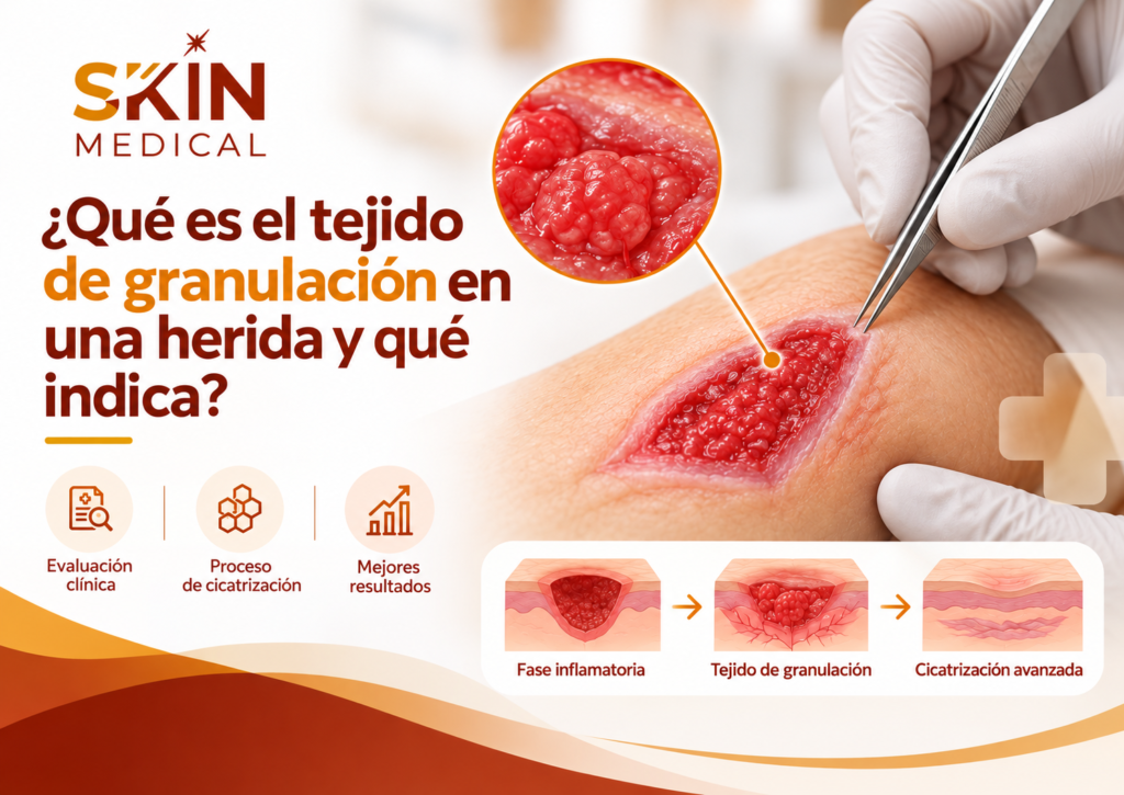 ¿Qué es el tejido de granulación en una herida y qué indica?