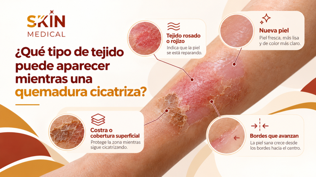 ¿Qué tipo de tejido puede aparecer mientras una quemadura cicatriza?