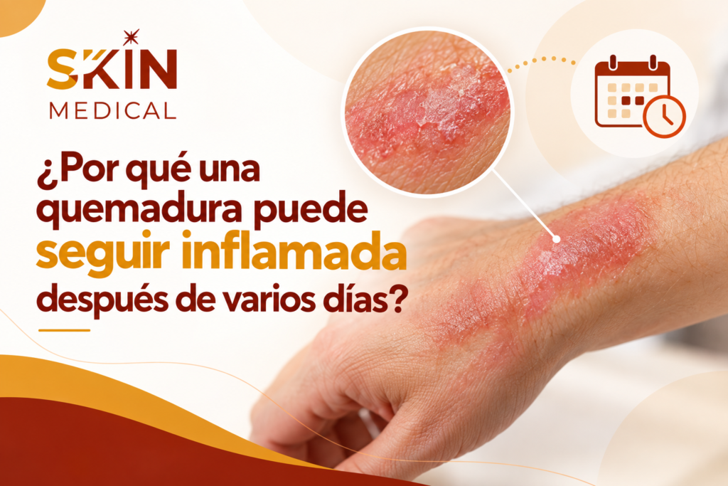 ¿Por qué una quemadura puede seguir inflamada después de varios días?