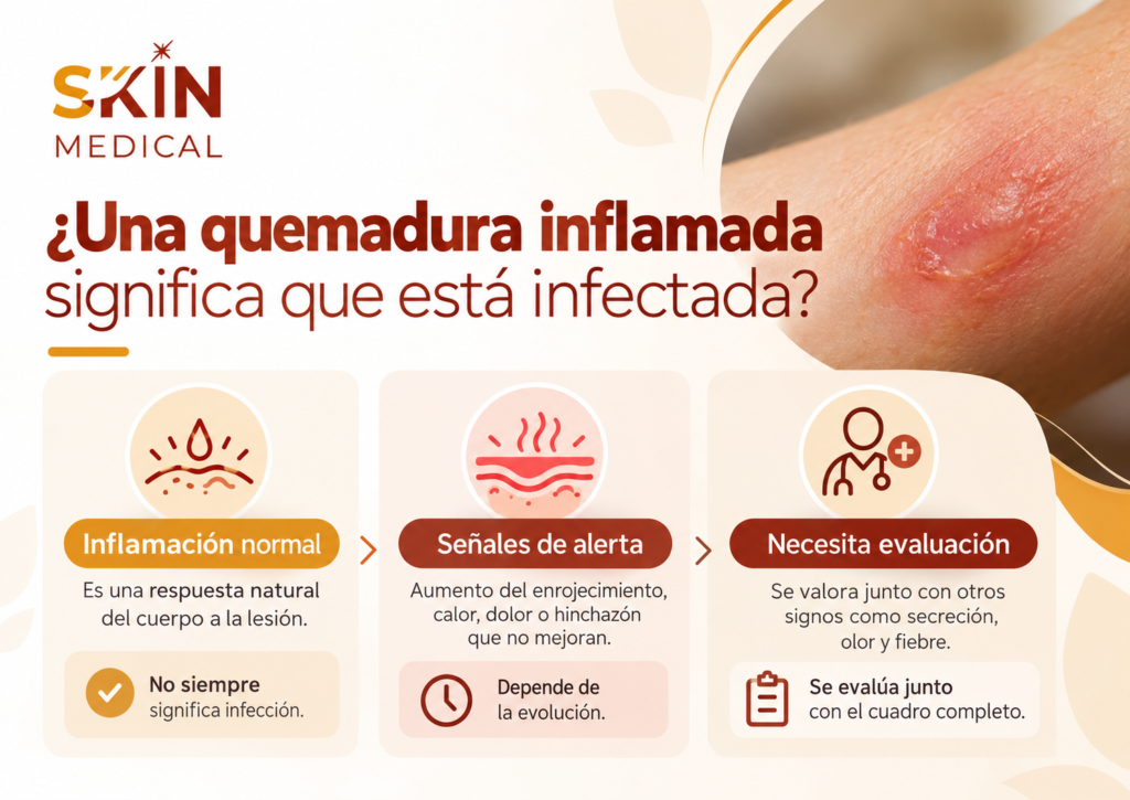 ¿Una quemadura inflamada significa que está infectada?