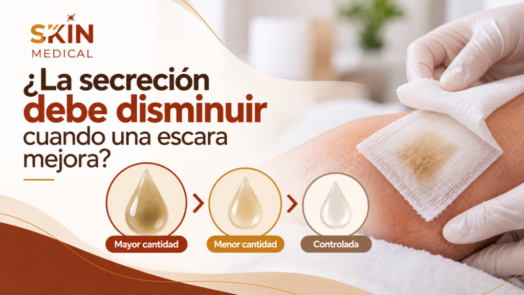 ¿La secreción debe disminuir cuando una escara mejora?