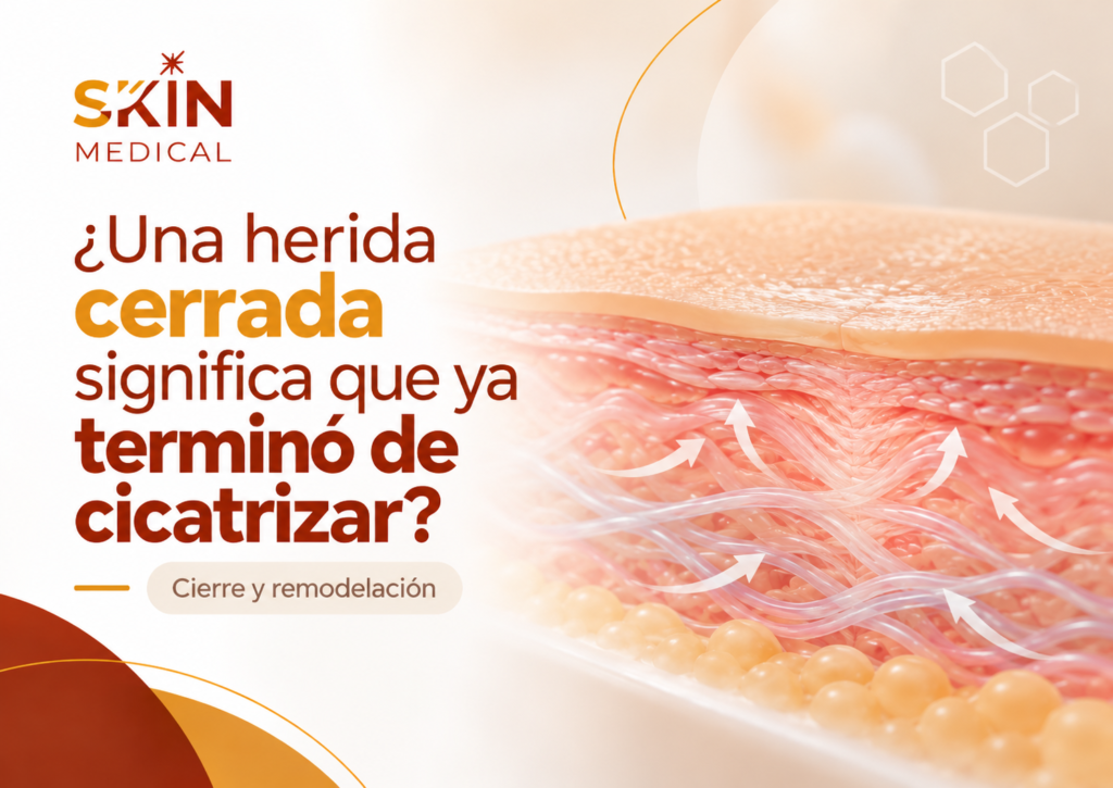 ¿Una herida cerrada significa que ya terminó de cicatrizar?