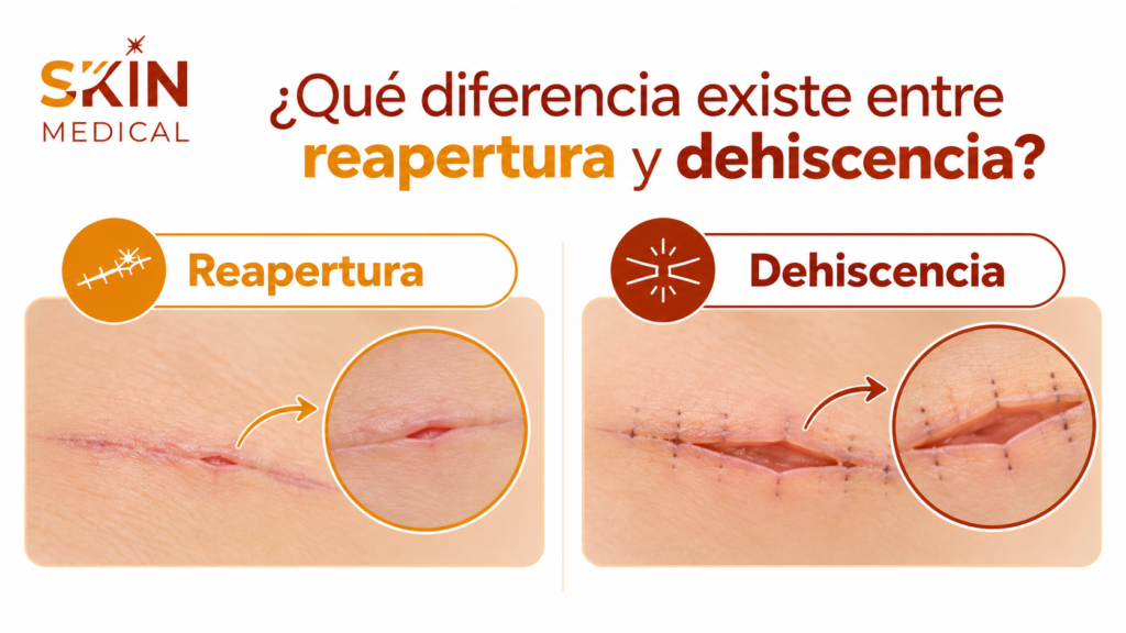 ¿Qué diferencia existe entre reapertura y dehiscencia?