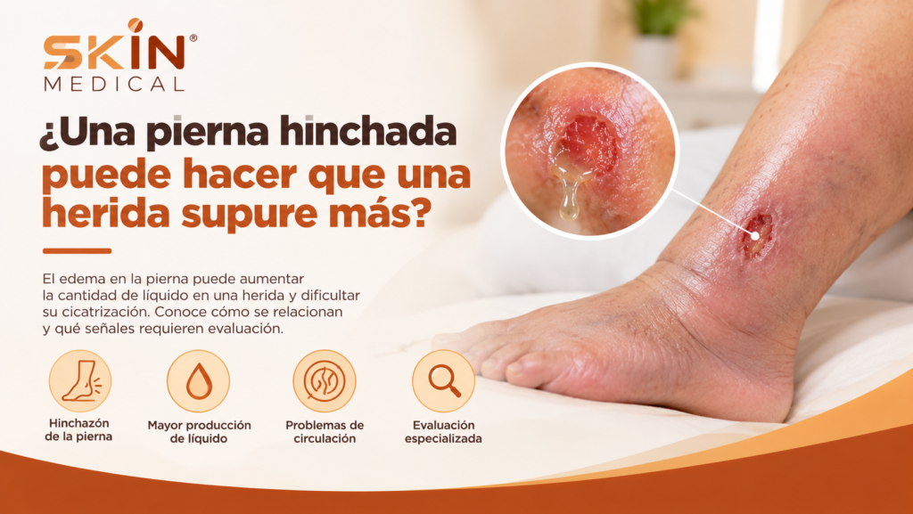 ¿Una pierna hinchada puede hacer que una herida supure más?
