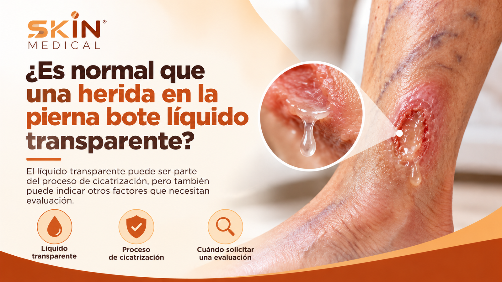 ¿Es normal que una herida en la pierna bote líquido transparente?