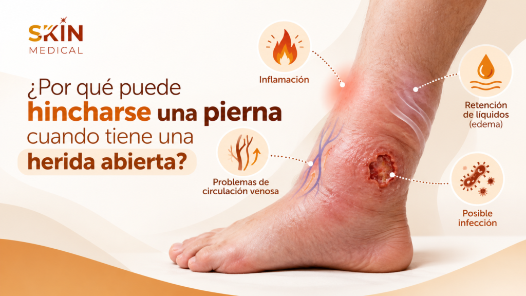 ¿Por qué puede hincharse una pierna cuando tiene una herida abierta?