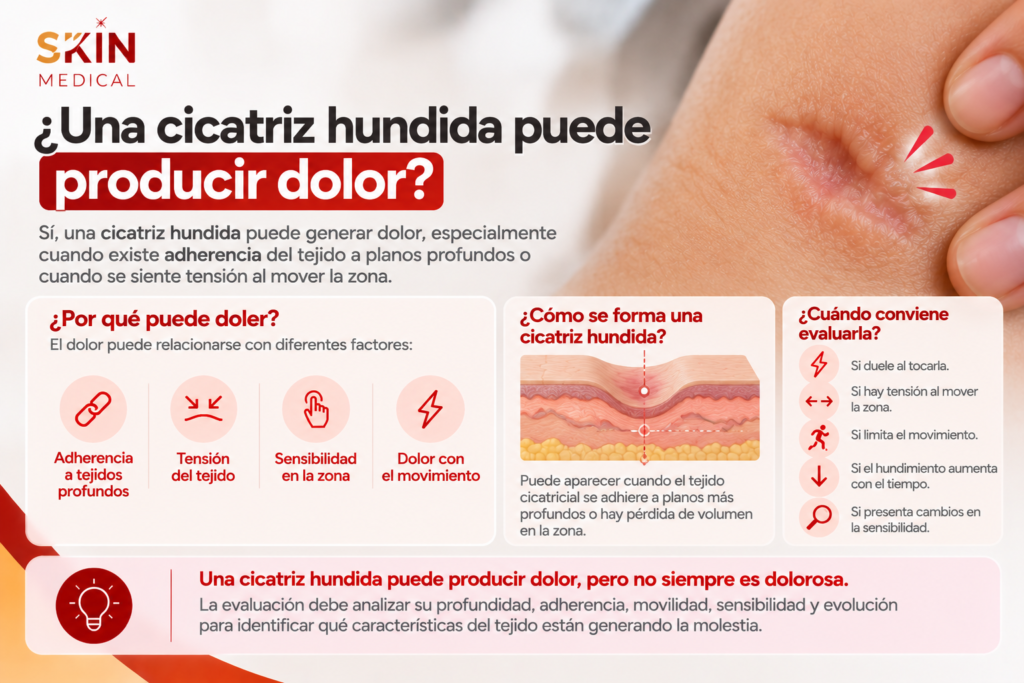 ¿Una cicatriz hundida puede producir dolor?