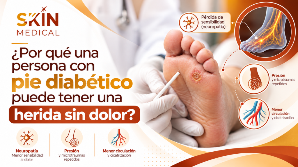 ¿Por qué una persona con pie diabético puede tener una herida sin dolor?