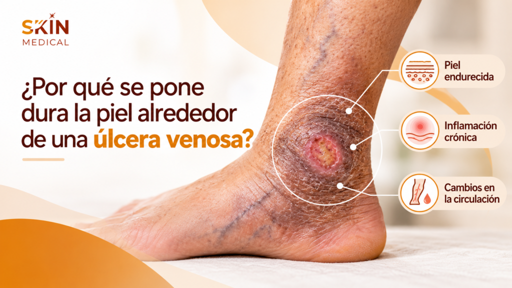 ¿Por qué se pone dura la piel alrededor de una úlcera venosa?