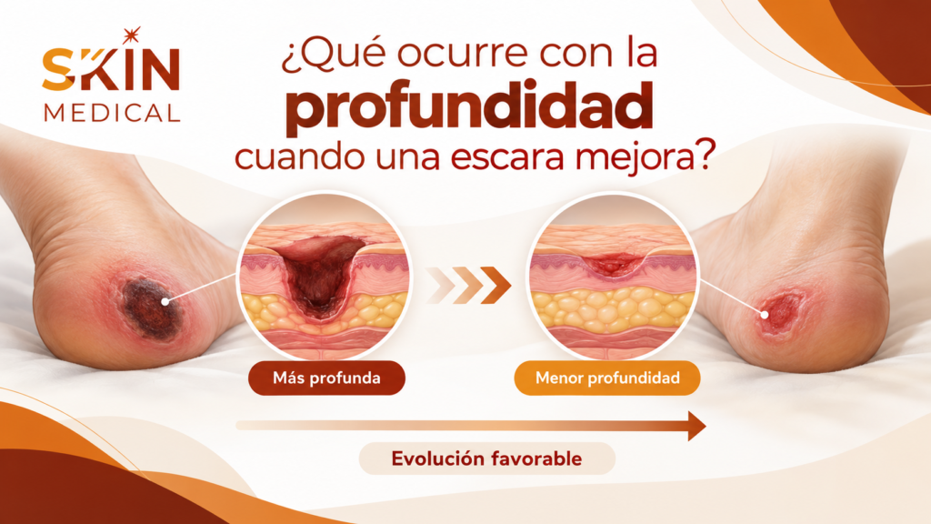 ¿Qué ocurre con la profundidad cuando una escara mejora?