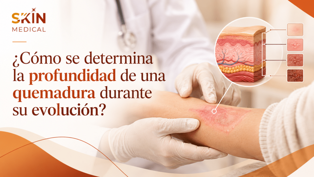 ¿Cómo se determina la profundidad de una quemadura durante su evolución?