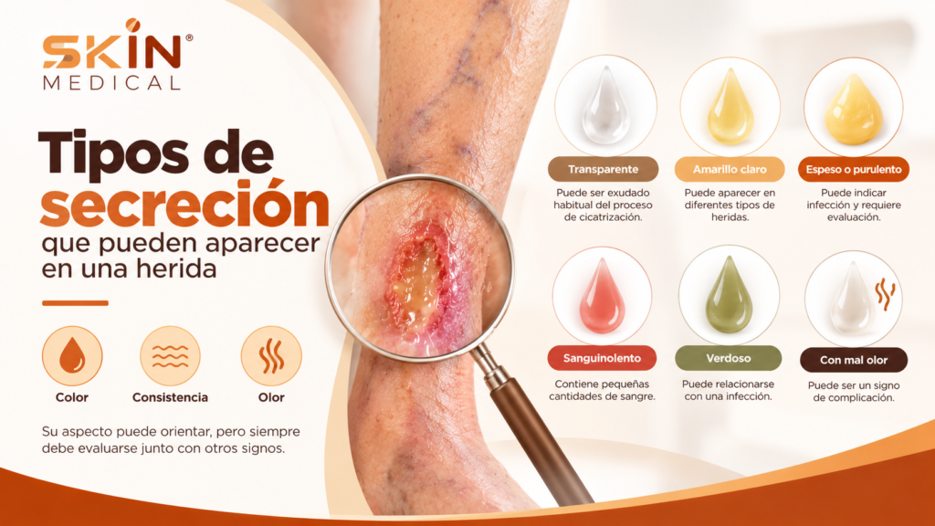 Tipos de secreción que pueden aparecer en una herida