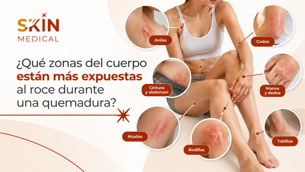 ¿Qué zonas del cuerpo están más expuestas al roce durante una quemadura?